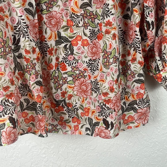 Johnny Was Valencia Circle Yoke Blouse Top Sz Large Floral Cuff Multicolor - Picture 10 of 14